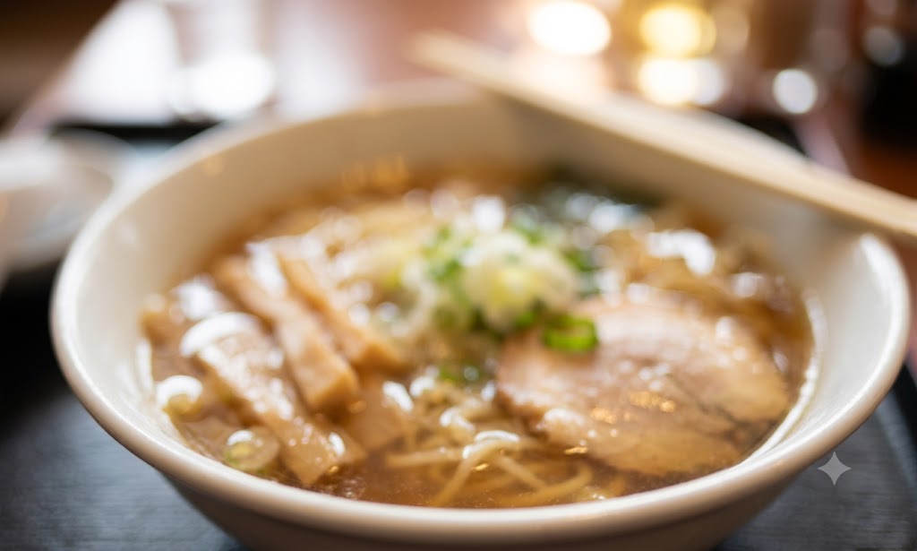 老眼でぼやけて見えるラーメンの画像