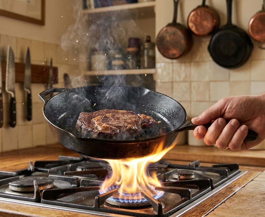 以前愛用していた、使い込まれた味わいのある鉄フライパン